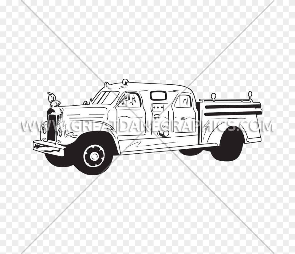 Collection Of Detailed On Ubisafe Black And White Old Fire Truck Drawings, Transportation, Vehicle, Pickup Truck, Machine Free Png Download