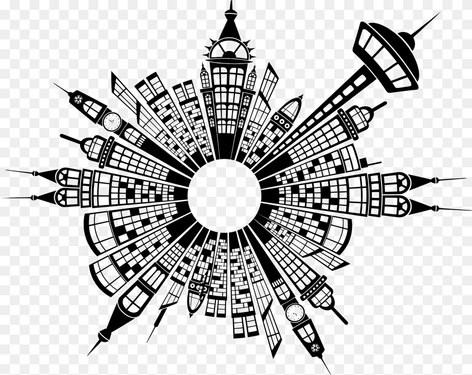 Collection Of Detorted Round Building Silhouette, Gray Free Png