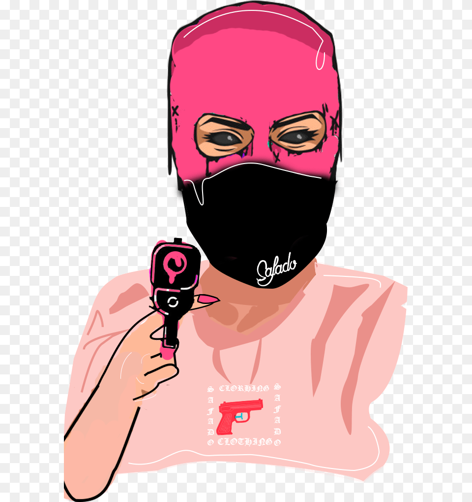 Collection Of Drake Drawing Pop Art Download On Cartoon Girl With Ski Mask, Person, Gun, Weapon, Face Free Transparent Png