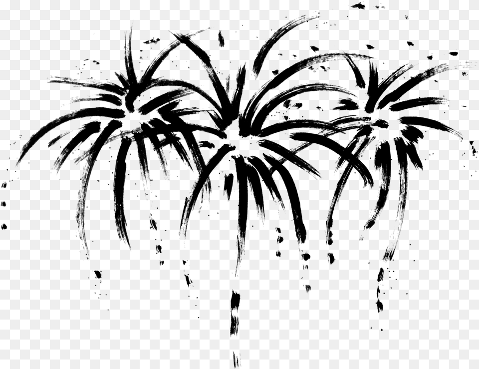 Collection Of Fireworks Drawing Fireworks Black And White, Gray Png Image
