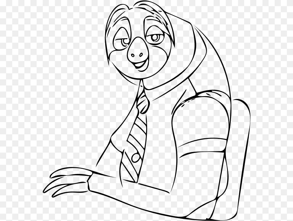 Collection Of Flash From Zootopia Drawing Sloth From Zootopia Drawing, Gray Free Transparent Png