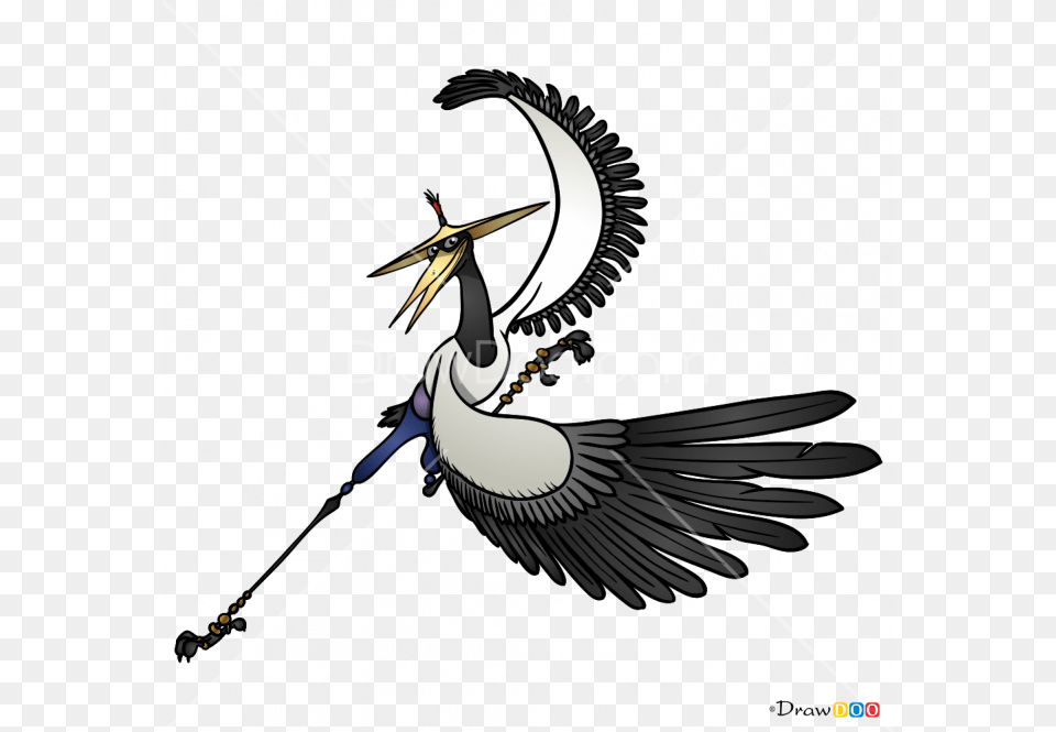 Collection Of Crane Drawing Step By On Crane From Kung Fu Panda, Animal, Bird, Waterfowl, Crane Bird Free Png Download
