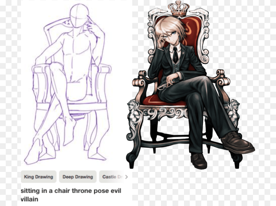 Collection Of Drawing Pose King Download On Ubisafe Sitting In A Throne Pose, Book, Publication, Comics, Furniture Free Png