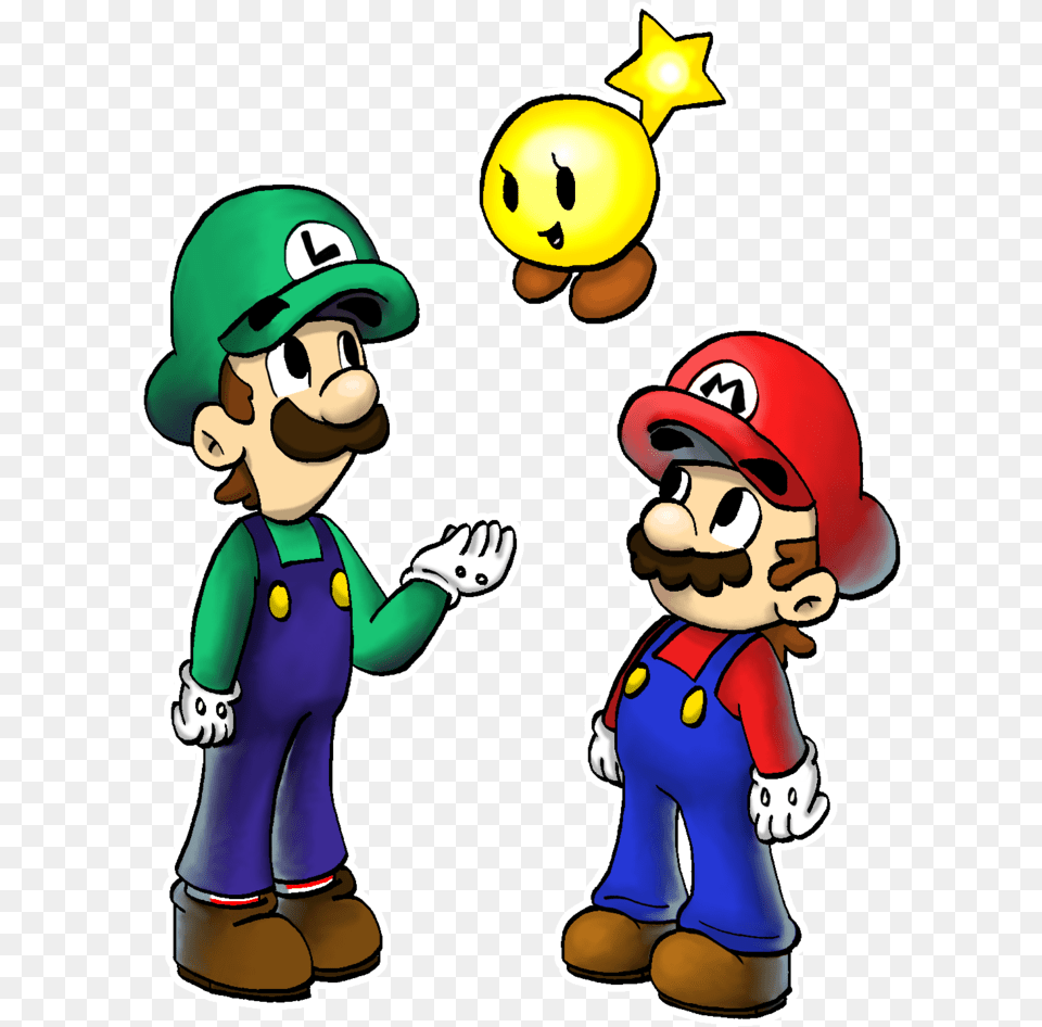 Collection Of Luigi Drawing Artwork Mario Luigi And Starlow, Baby, Person, Game, Super Mario Free Png Download