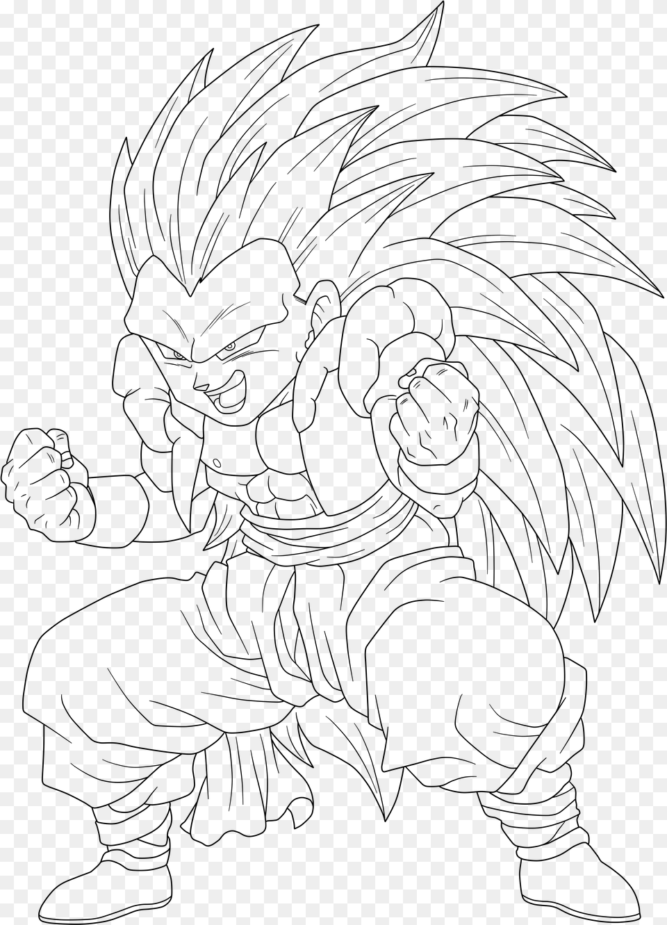 Collection Of Gotenks Ssj3 Drawing Gotenks, Gray Png