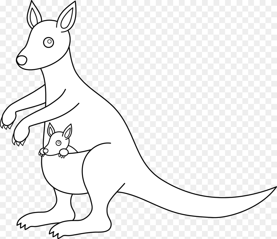 Collection Of Kangaroo Clipart Black And White Kangaroo Image Line Art, Animal, Mammal Png