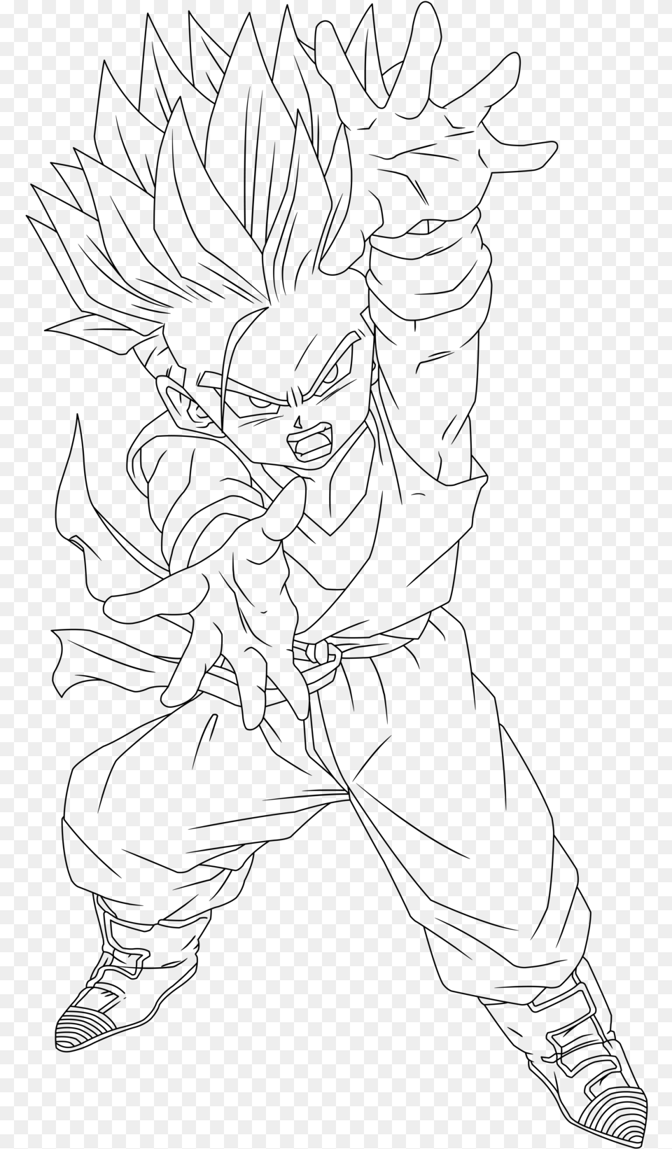 Collection Of Kid Trunks Drawing Kid Trunks Ssj Drawing, Gray Free Png Download