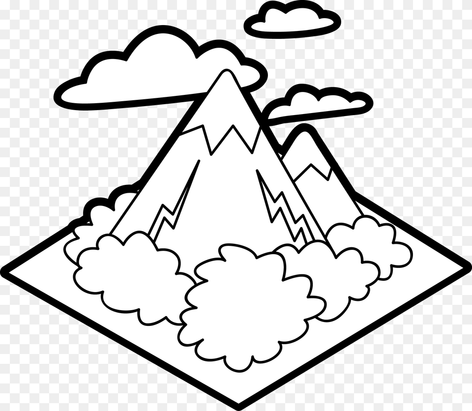 Collection Of Mountains Drawing For Kids Mountain Black And White For Kids, Clothing, Hat, Stencil, Ammunition Free Transparent Png