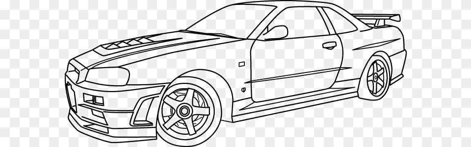 Collection Of Nissan Skyline Gtr R34 Coloring Pages Nissan Gtr Coloring Page, Cross, Symbol, Firearm, Gun Png Image