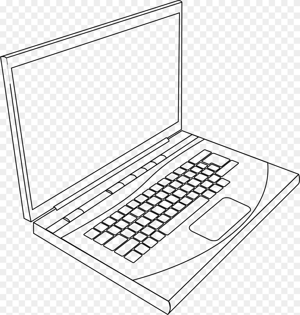 Collection Of Notebook Drawing Line Drawing Of Laptop, Gray Free Png