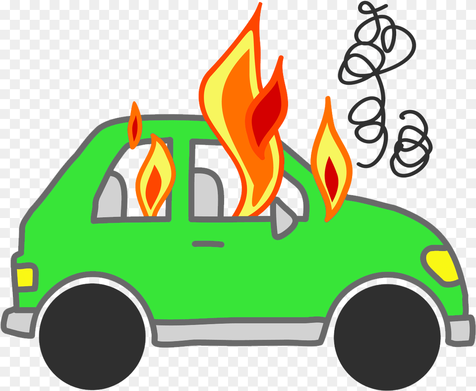 Collection Of On Fire Clipart Car On Fire Cartoon, Moving Van, Transportation, Van, Vehicle Free Png Download