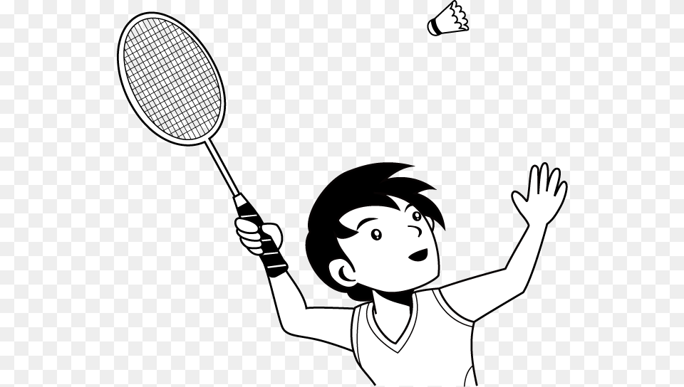Collection Of Player Play Badminton Clipart Black And White, Person, Sport, Stencil, Racket Png Image