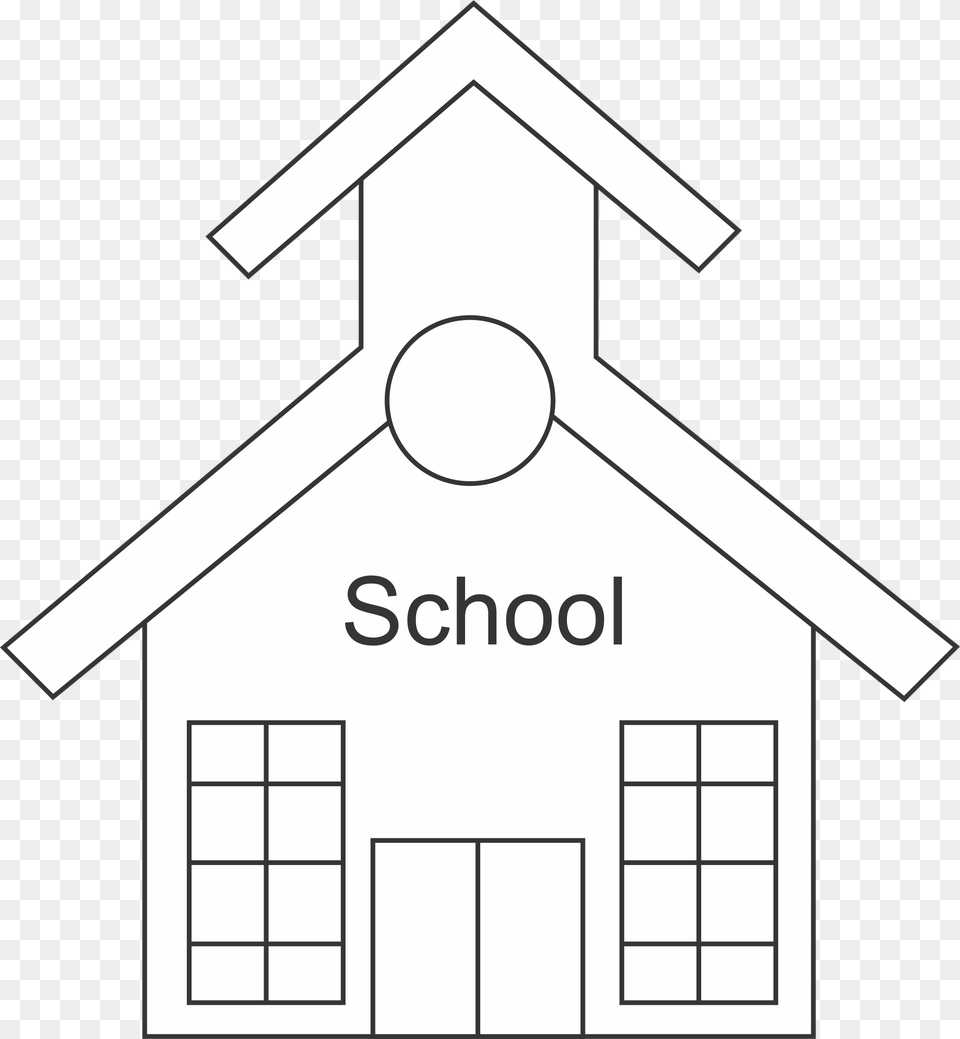 Collection Of School Clipart Black And White Outline Of School, Outdoors, Architecture, Building, Housing Free Transparent Png