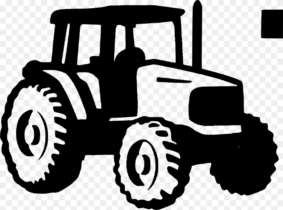 Collection Of Silhouette Tractor Black And White, Gray Free Png Download