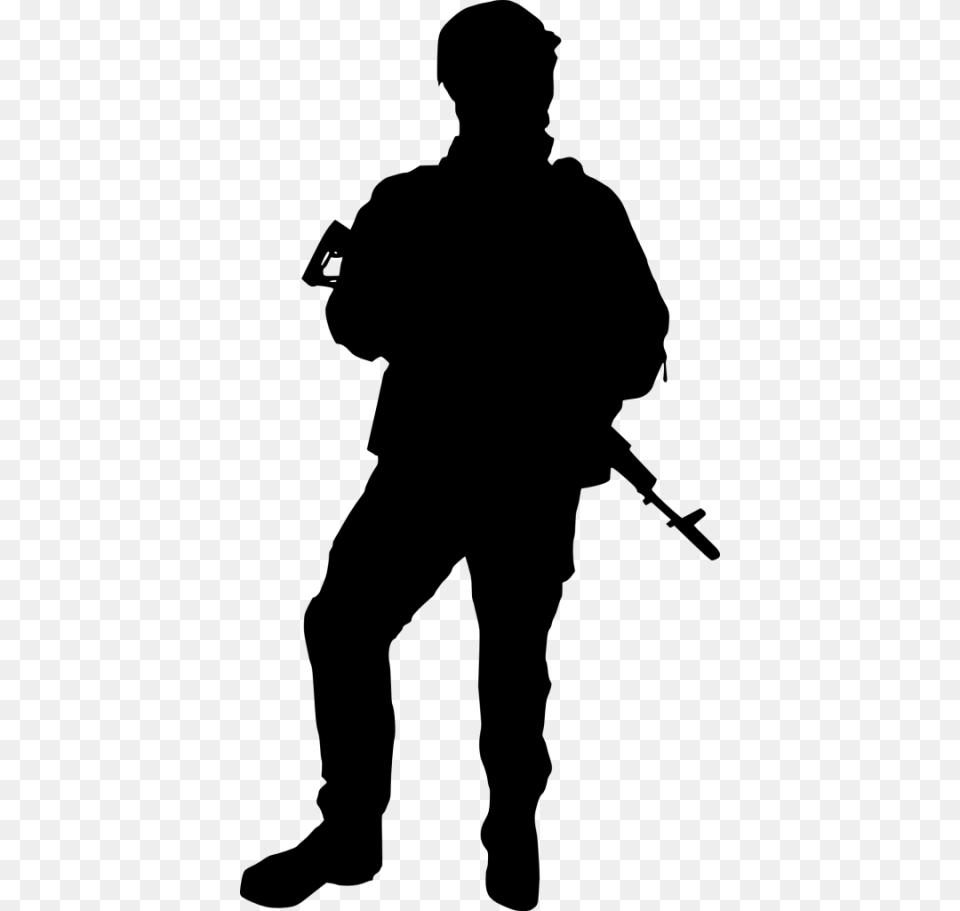 Collection Of Soldier Silhouette Clip Art Them And Try, Gray Free Png Download