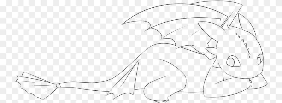 Collection Of Toothless Drawing Sketch Line Art, Silhouette Png Image