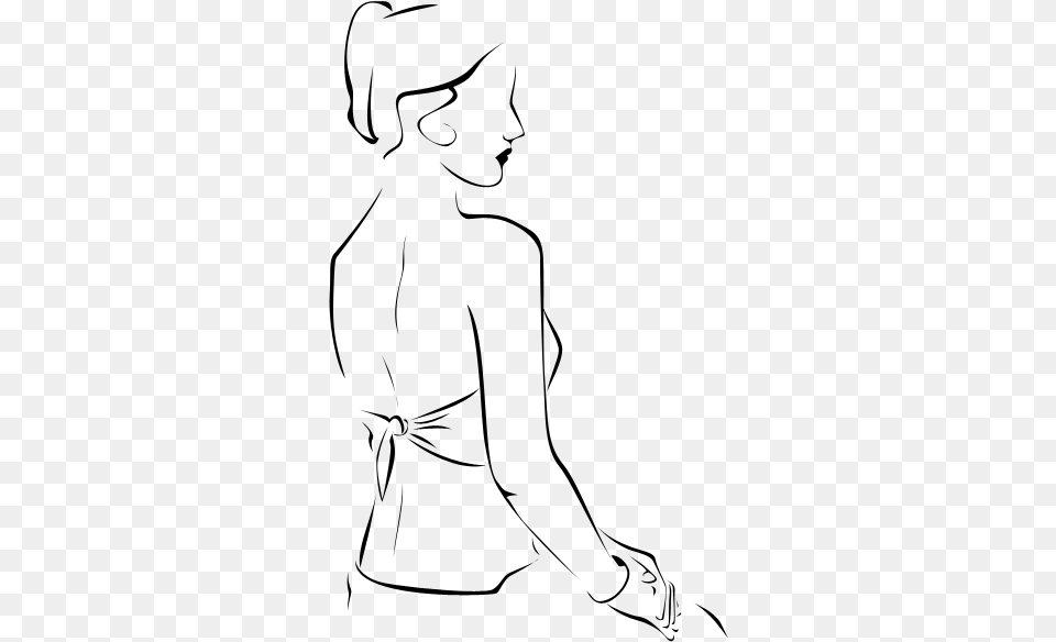 Collection Of Woman Drawing Outline On Line Art, Gray Free Png