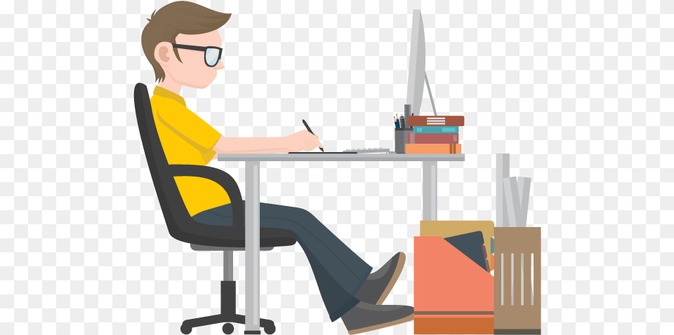 College Logo Graphic Designer Clip Art, Table, Desk, Furniture, Person Free Png Download