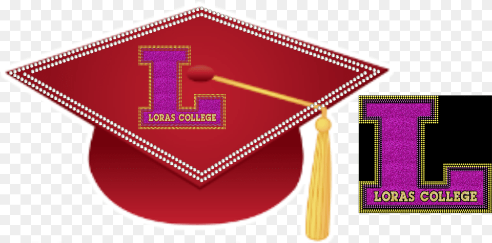 College Logo Rhinestone Graduation Cap Loras, People, Person, Text Png Image