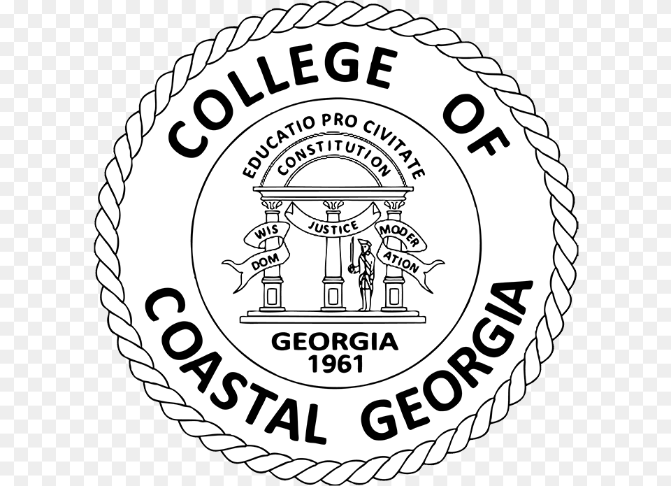 College Of Coastal Georgia Official Seal Georgia, Logo, Person, Badge, Symbol Free Png Download