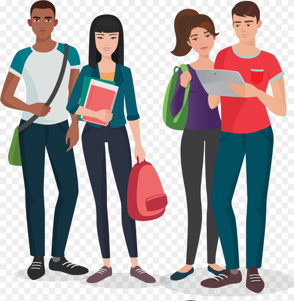 College Planning Cool University Students Characters, Accessories, Bag, Clothing, Pants Free Transparent Png