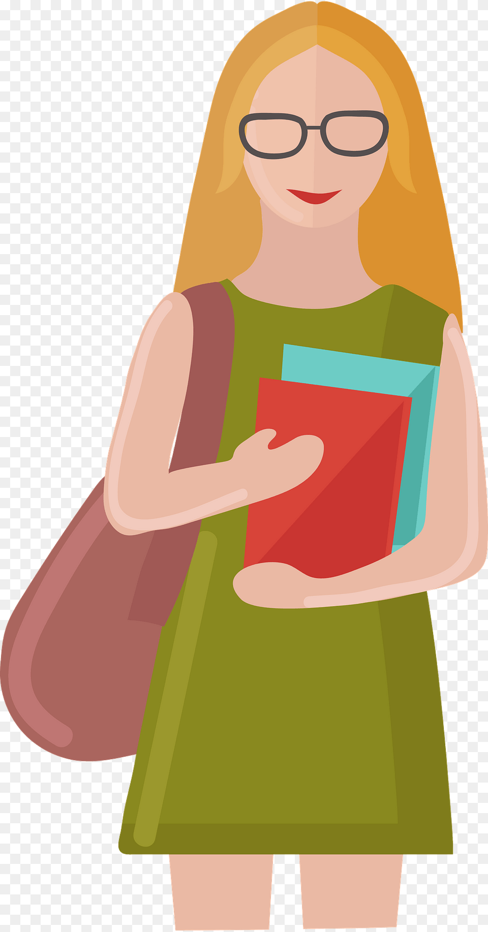 College Student Clipart, Person, Reading, Adult, Female Png Image