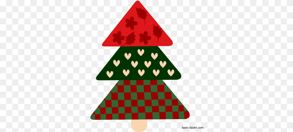 Coloful Christmas Tree With Beautiful Pattern, Triangle, Christmas Decorations, Festival, Food Png Image