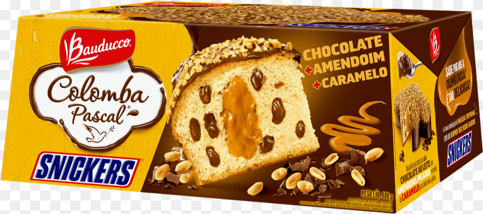 Colomba Pascal Bauducco Sabor Snickers Snickers, Bread, Food, Snack, Nut Free Png Download