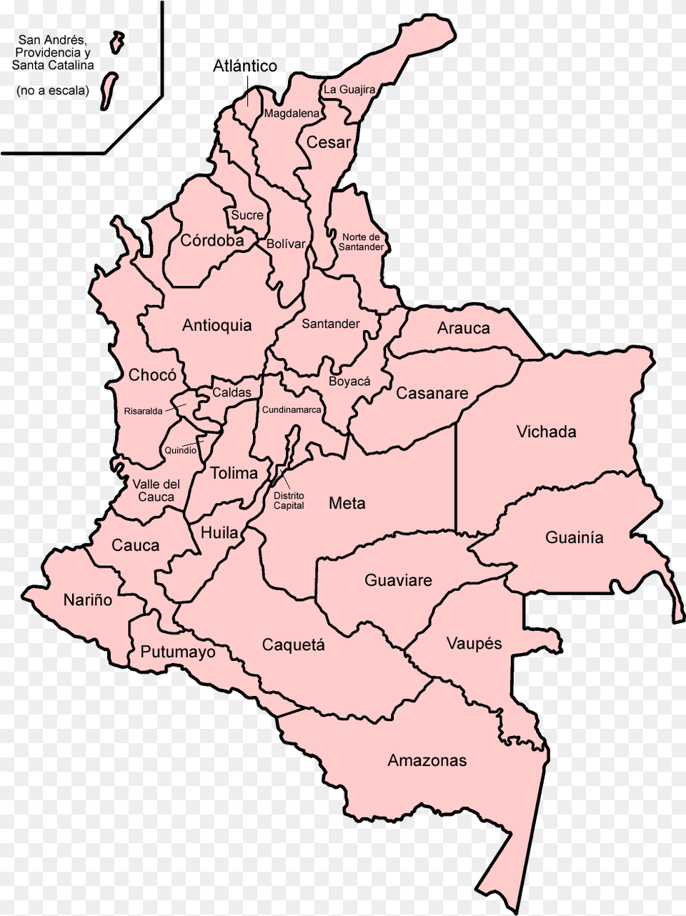 Colombia Departments Spanish Colombia Map In Spanish, Atlas, Chart, Diagram, Plot Free Png