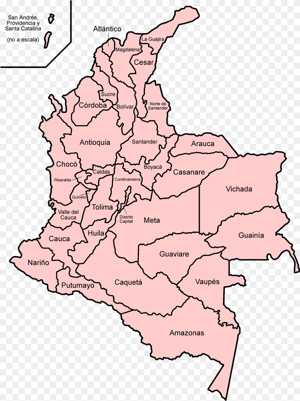 Colombia Departments Spanish Map Of Colombia Departments, Atlas, Chart, Diagram, Plot Free Png Download