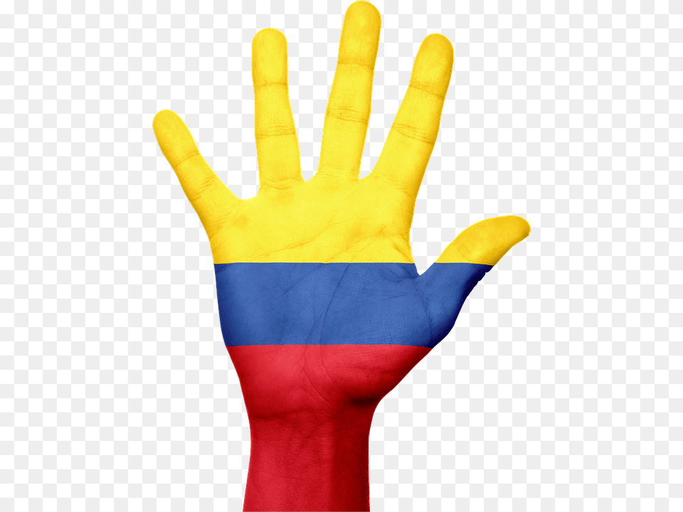 Colombia Flag Hand National Pride Patriotic Mano Con La Bandera De Venezuela, Clothing, Glove, Body Part, Person Free Png