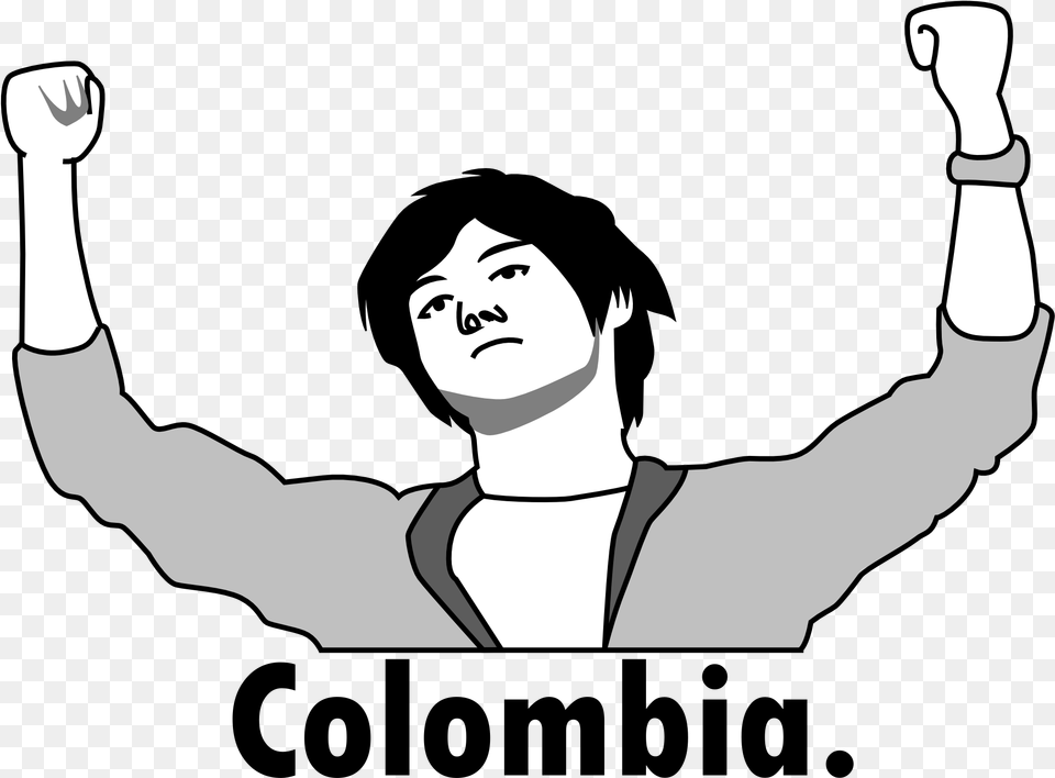 Colombia Rage Face Illustration, Stencil, Person, Head Png Image