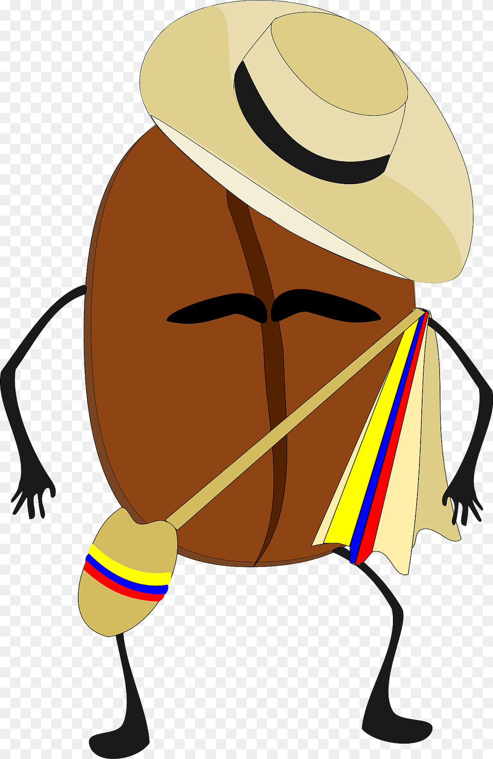 Colombian Coffee Bean Character Clipart, Clothing, Hat, Sun Hat, Person Png Image