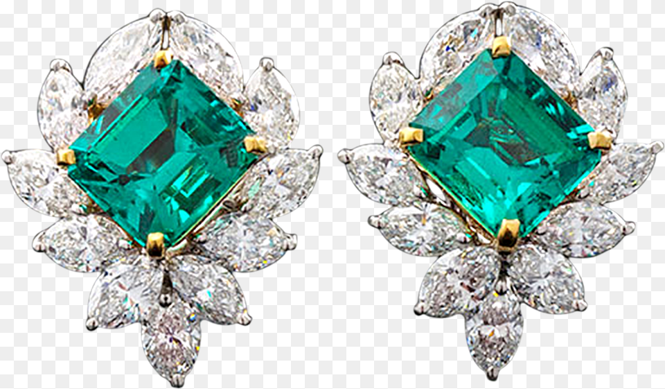 Colombian Emerald And Diamond Earrings Download Earrings, Accessories, Earring, Gemstone, Jewelry Png