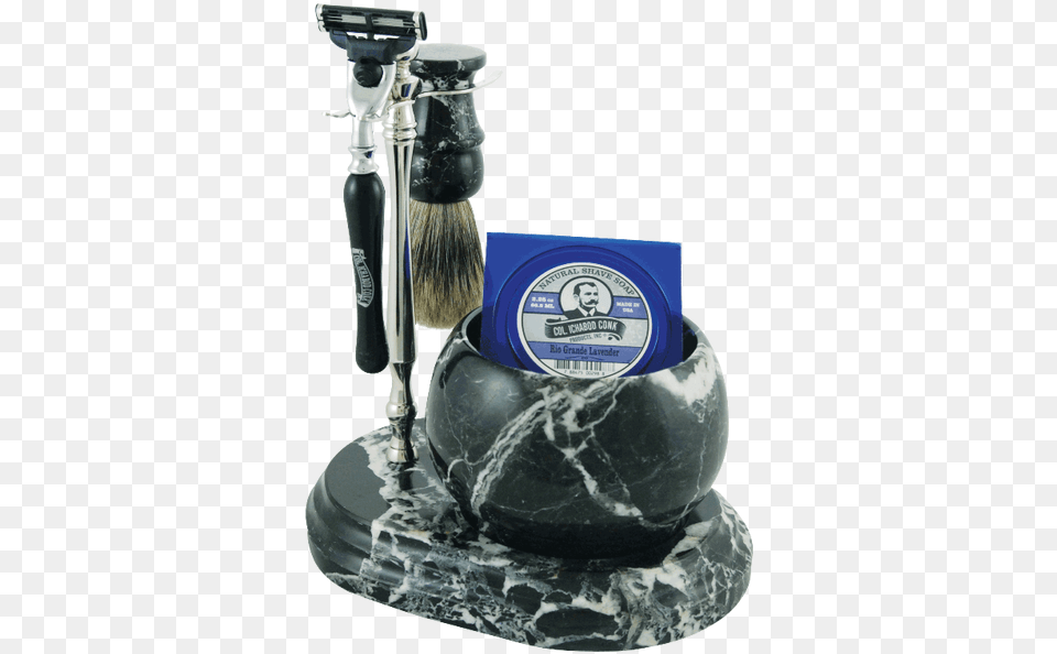 Colonel Conk Hand Crafted Marble Shave Set Shave Brush, Blade, Weapon, Smoke Pipe, Bottle Free Png Download