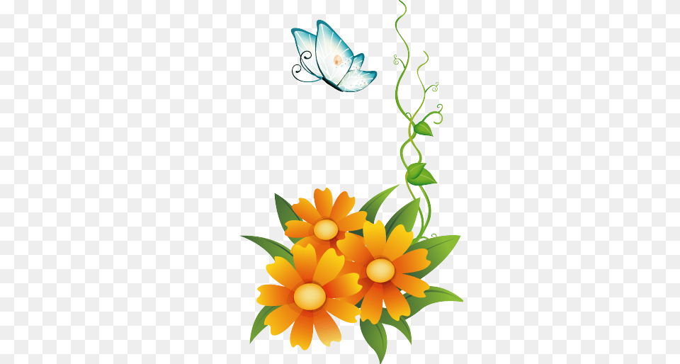 Color Clipart Flower Butterfly, Plant, Anther, Art, Daisy Png Image