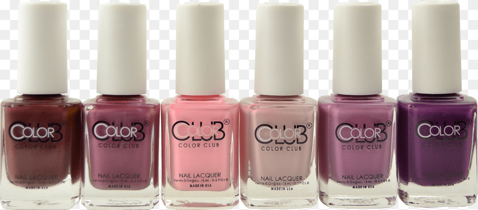 Color Club 6 Pc Wild Mulberry Collection, Cosmetics, Bottle, Perfume, Nail Polish Png Image