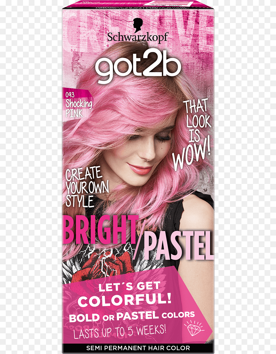 Color Com Bright Pastel 093 Shocking Pink Got2b Pink Hair Dye, Advertisement, Publication, Poster, Adult Png