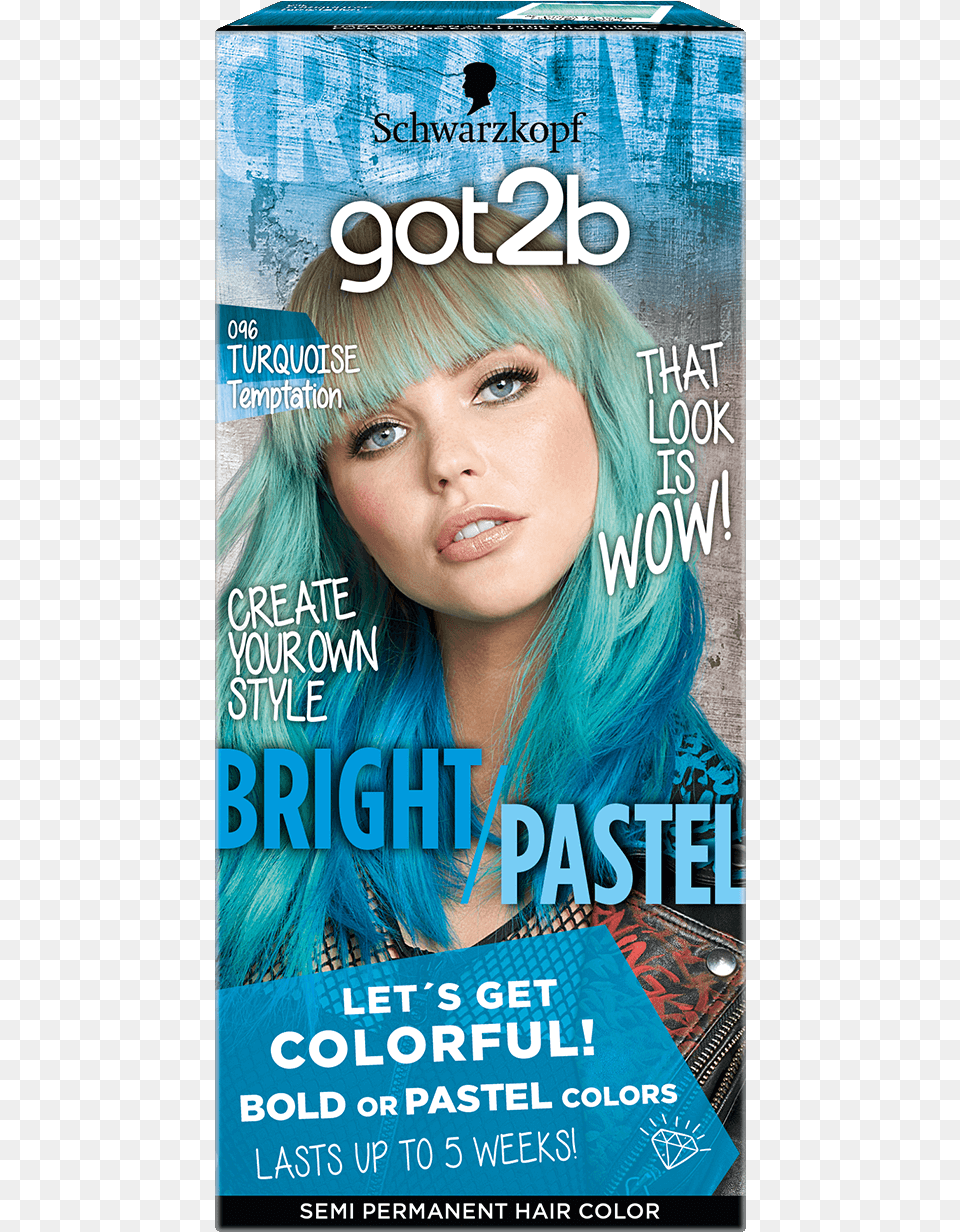 Color Com Bright Pastel 096 Turquoise Temptation Blond, Adult, Publication, Poster, Person Free Transparent Png