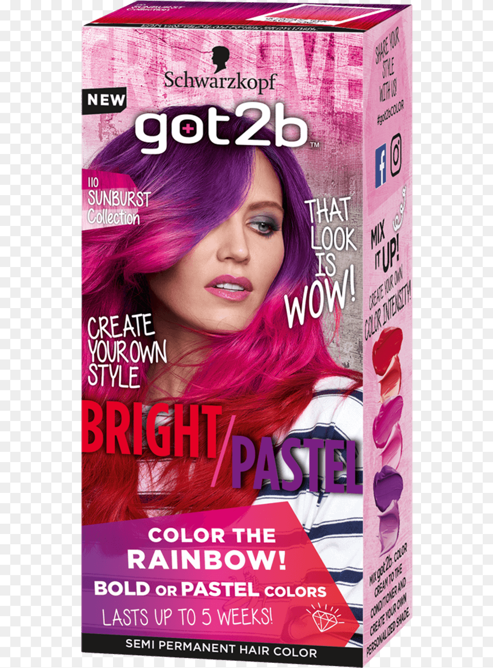 Color Com Bright Pastel 110 Rainbow Got2be Metallics Hair Dye, Advertisement, Adult, Publication, Poster Png Image