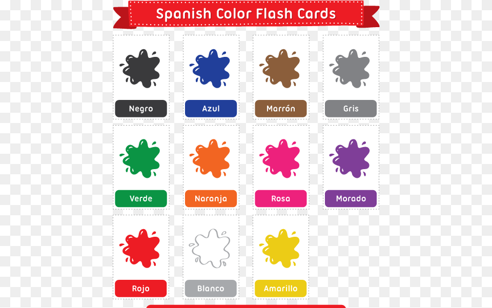 Color For Printable Spanish Color Flash Cards, Machine Free Transparent Png