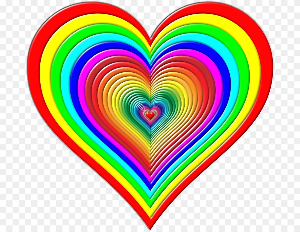 Color Heart Rainbow Green Rainbow In A Heart Big Rainbow Heart, Pattern Free Png