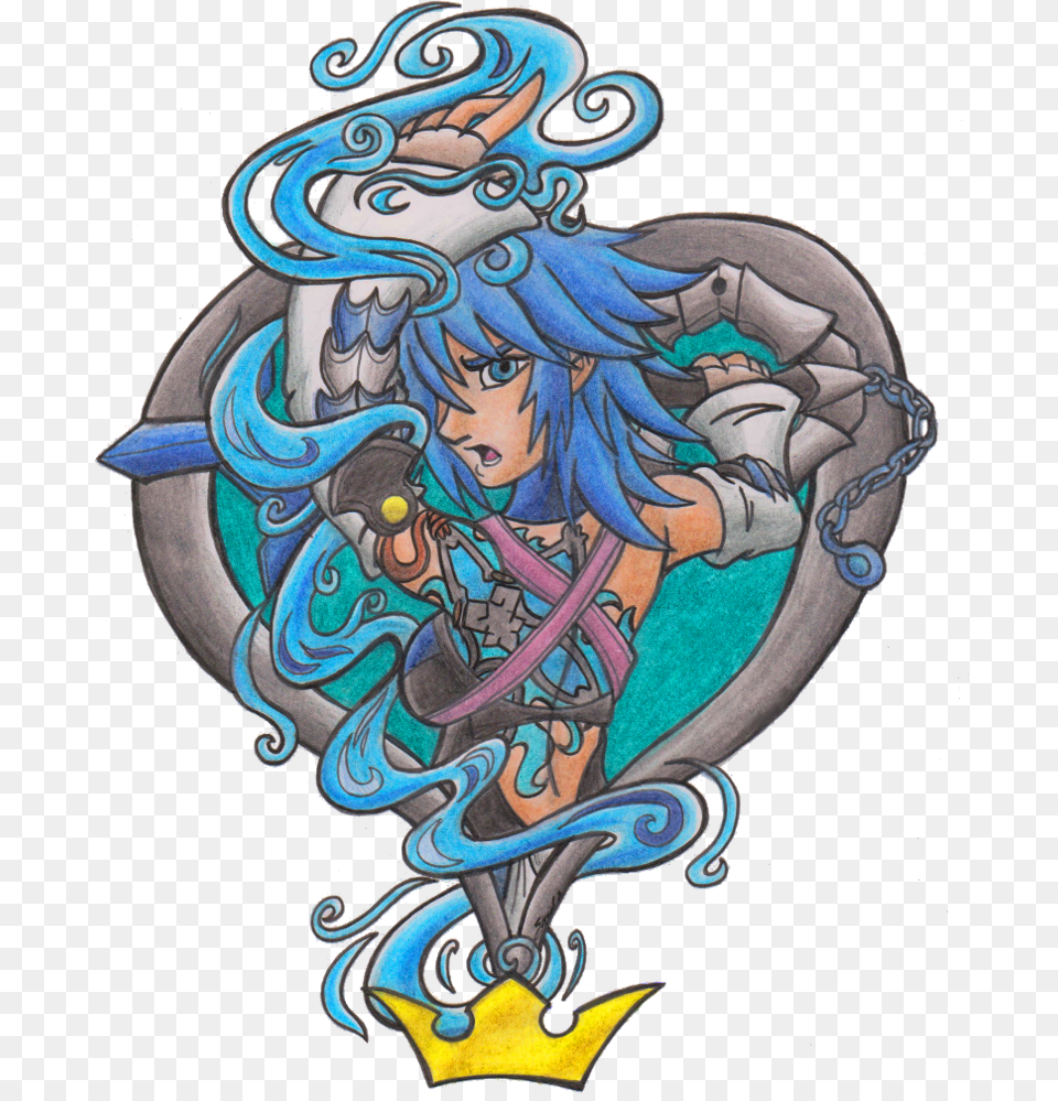 Color Ink Aqua Tattoo Design Aqua Kingdom Hearts Tattoo, Person, Face, Head, Art Free Png