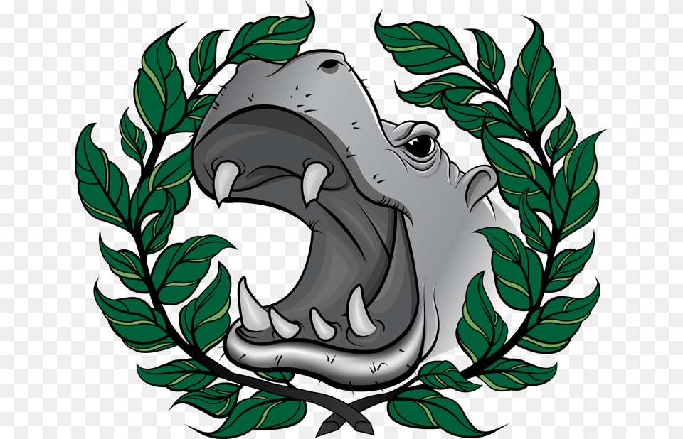 Color Ink Screaming Hippo Head In Laurel Frame Tattoo Angry Hippo Tattoo, Baby, Person Png