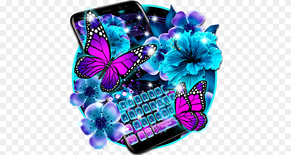 Color Rose Butterfly Love Keyboard Mobile Phone, Art, Graphics, Purple, Flower Free Png