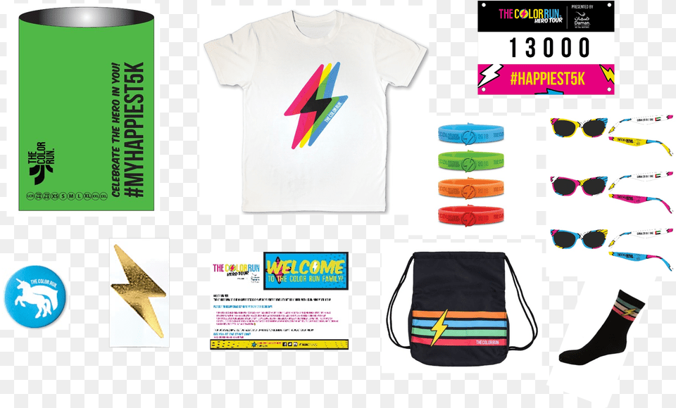 Color Run Race Pack, Accessories, Advertisement, Clothing, T-shirt Png Image