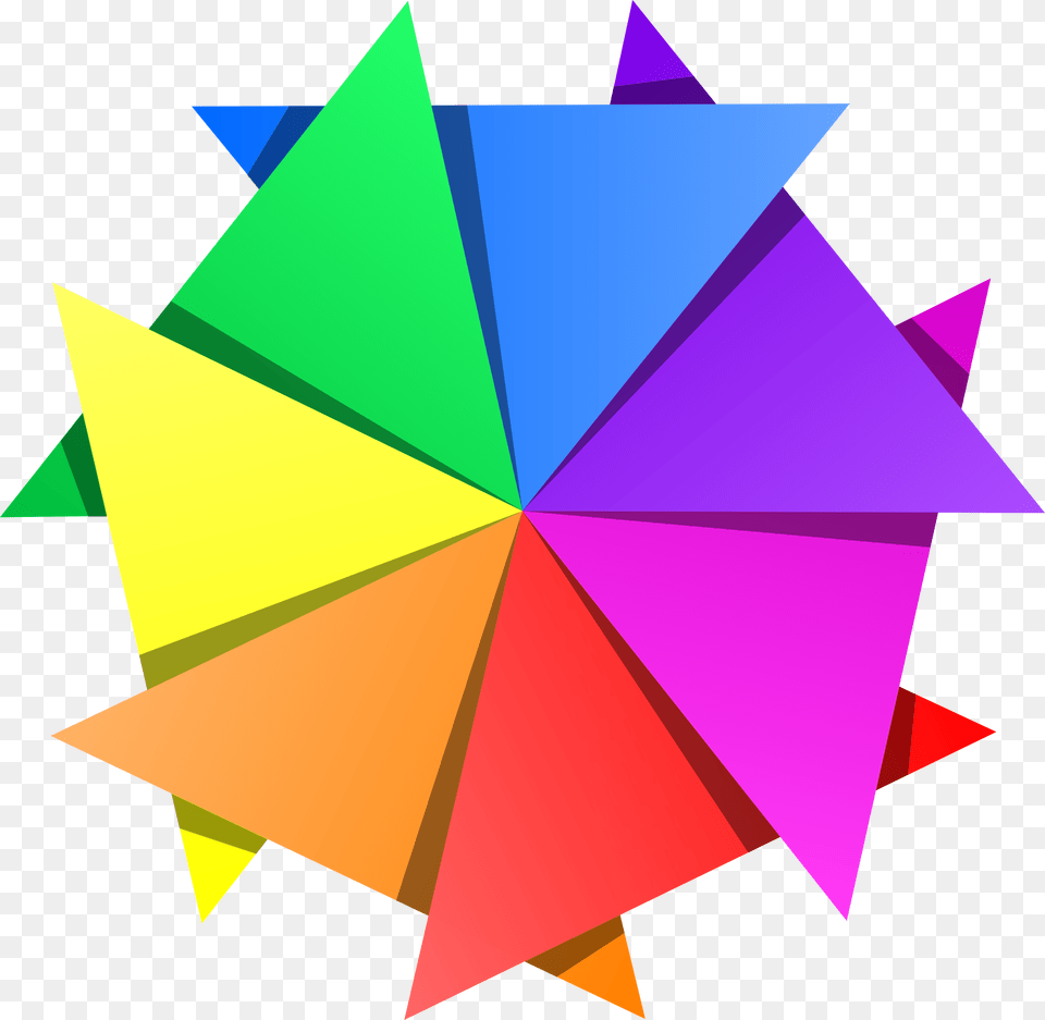 Color Star By Gustavorezende Star Made With Triangles Multi Color Star, Art, Paper, Origami Free Png Download