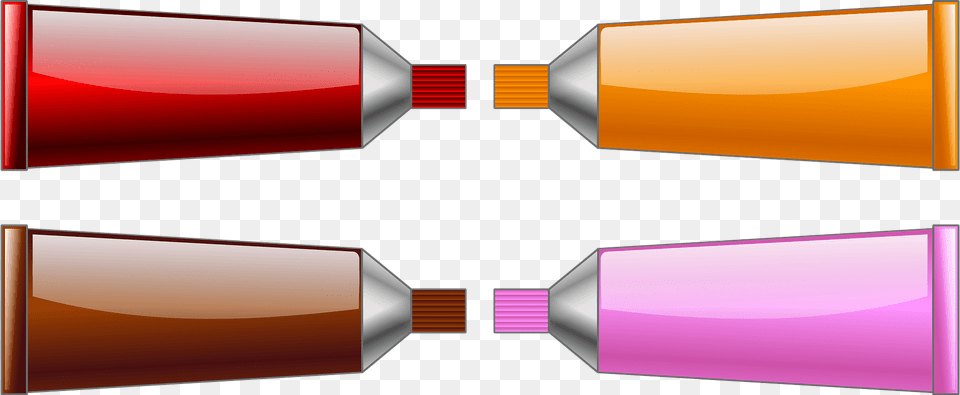 Color Tubes Red Brown Orange And Pink Clipart, Bottle, Cosmetics, Mailbox Free Png Download