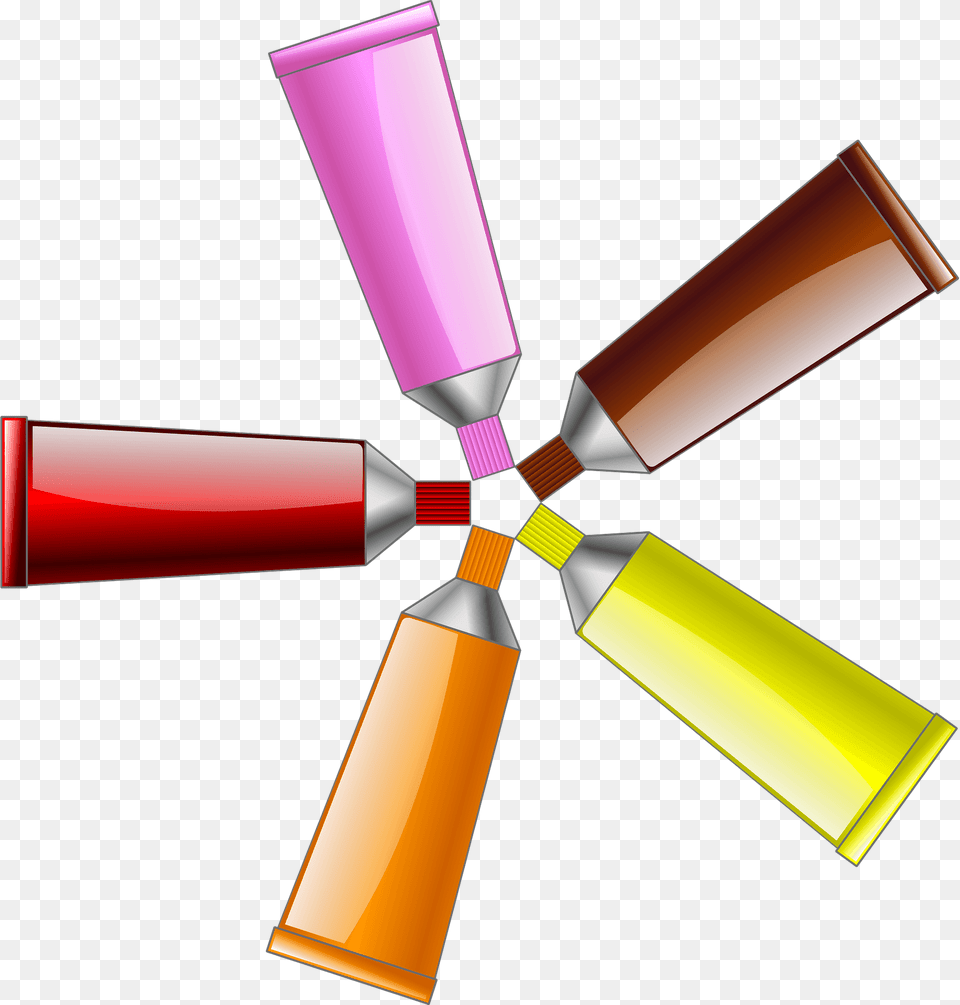 Color Tubes Red Orange Yellow Brown And Pink Clipart, Appliance, Ceiling Fan, Device, Electrical Device Free Transparent Png