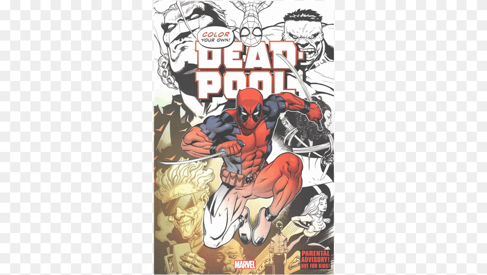 Color Your Own Deadpool Colouring Book Marvel Color Your Own Deadpool, Comics, Publication, Person, Baby Free Png